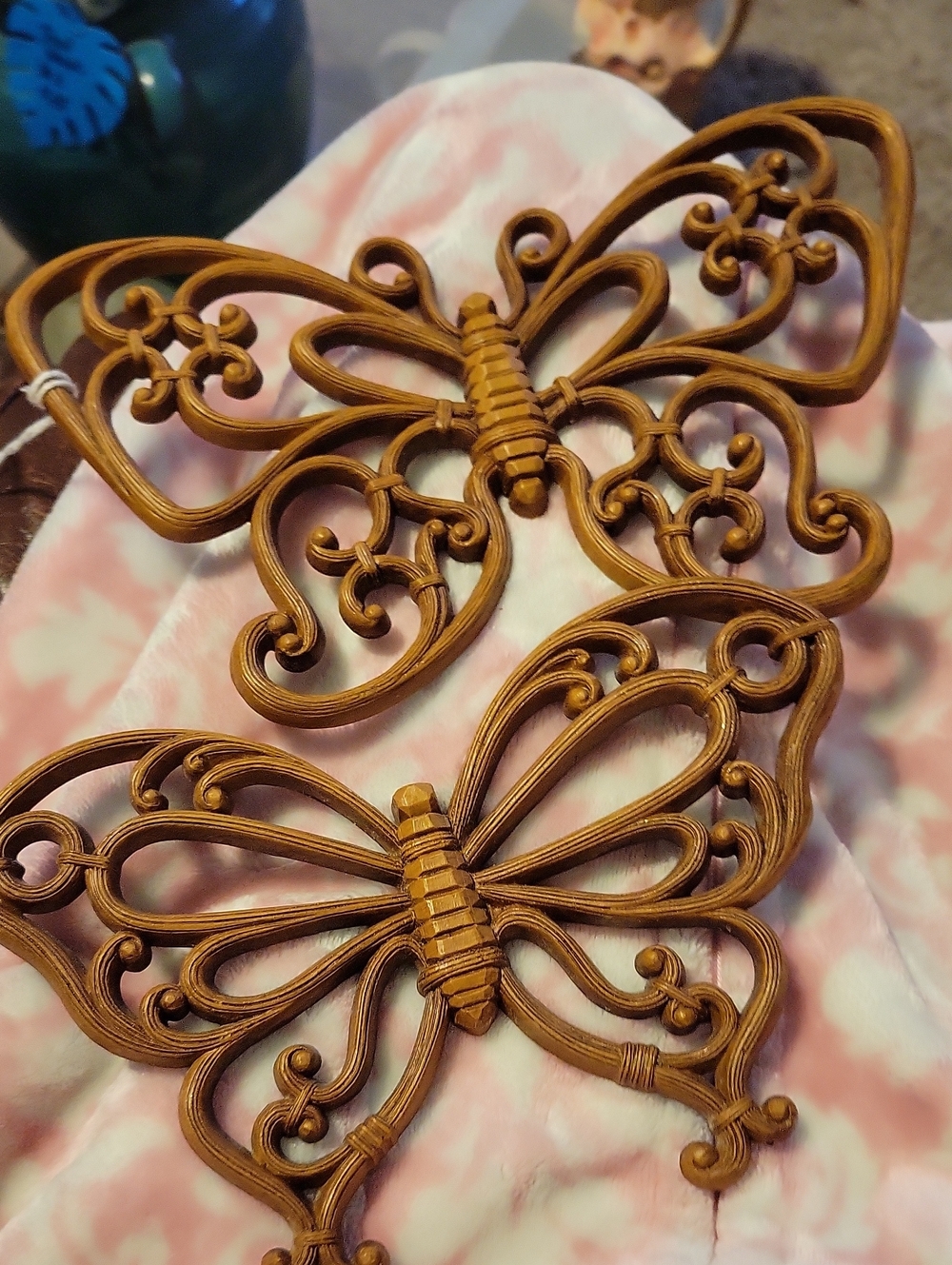 Vintage Home Interior Decorative Butterfly Wall Art - Warm Brown...set Of 2